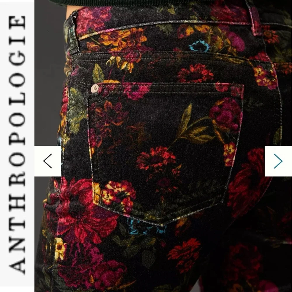 NWT Anthropologie Pilcro Velvet Floral Stretch Jeans 25 - Picture 4 of 16